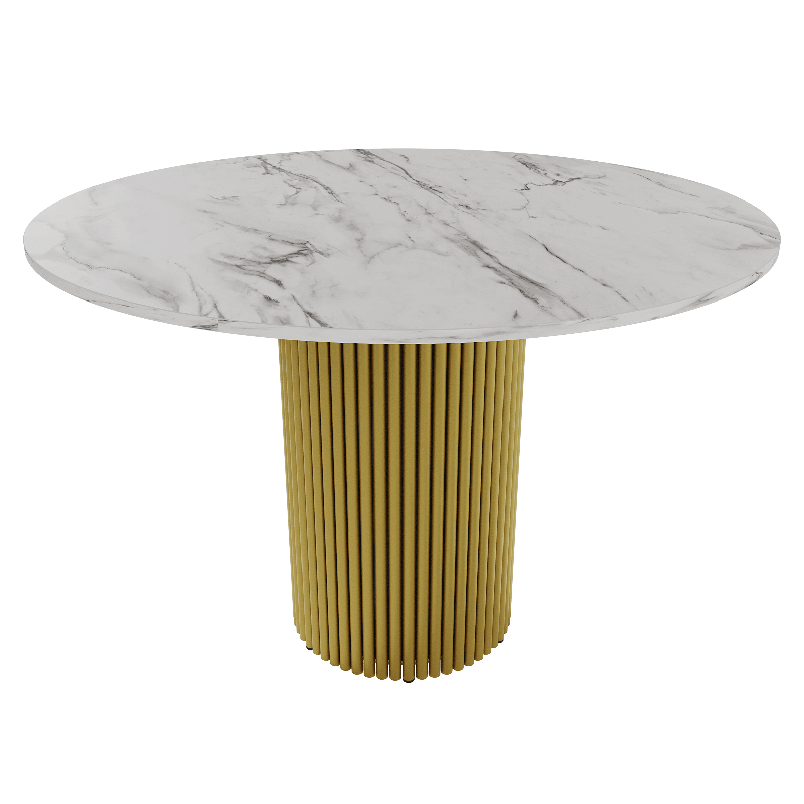 Обеденный стол TRUBIS Wood L D110 см, белый мрамор/золотой