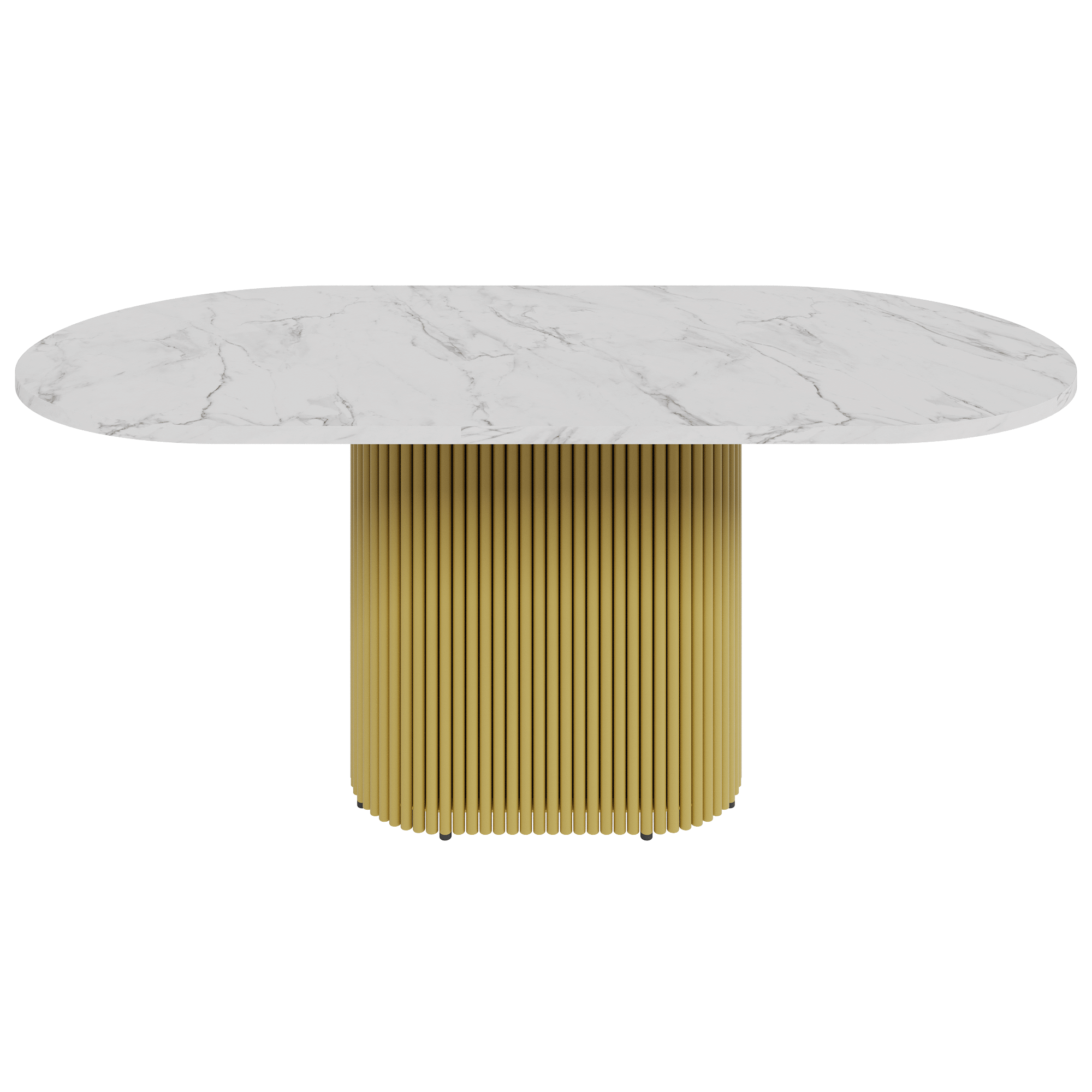 Обеденный стол TRUBIS Wood Oval 180 х 90 см, белый мрамор/золотой