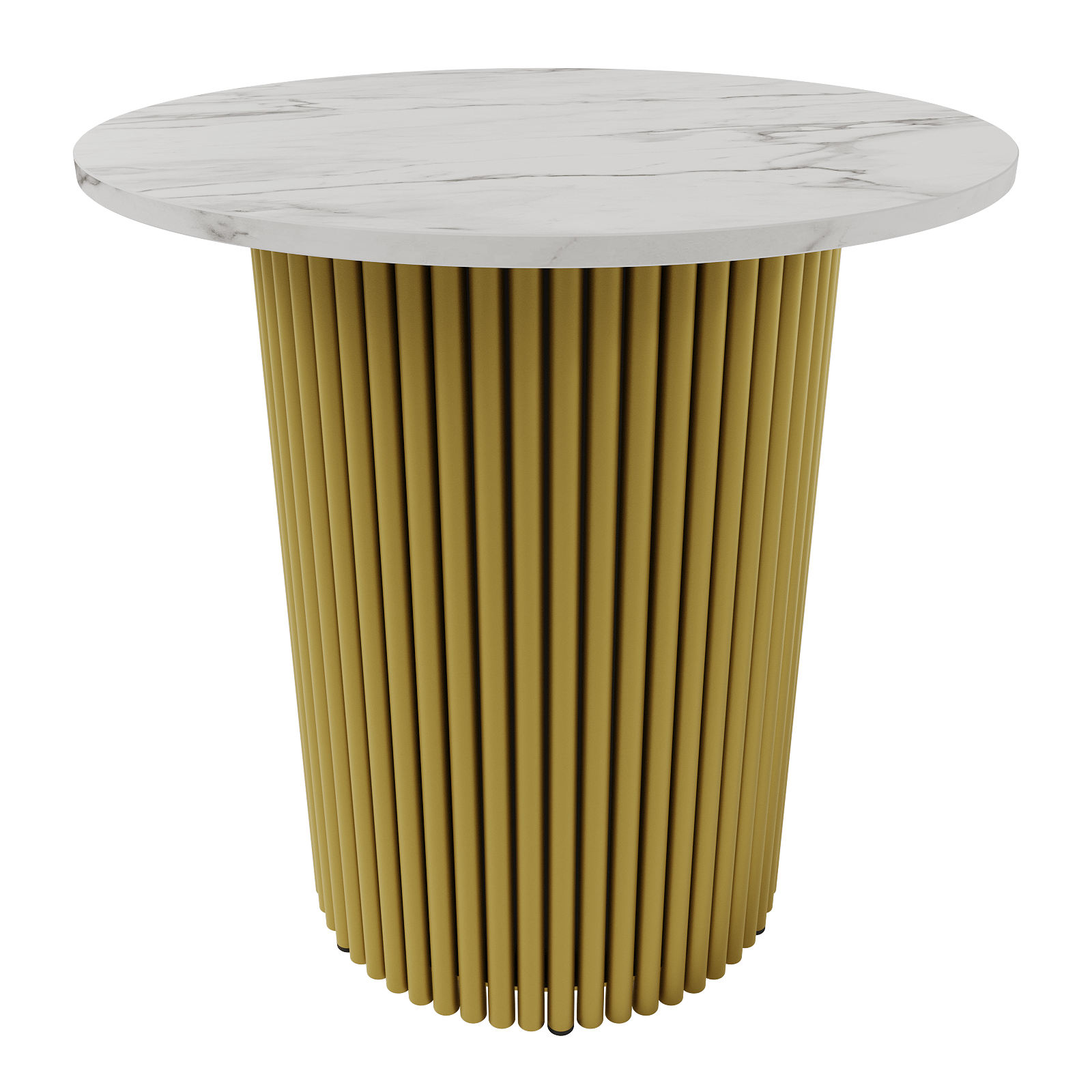 Журнальный столик TRUBIS Wood S D60 см, белый мрамор/золотой