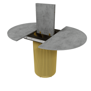 Обеденный стол TRUBIS L Max D90/120 х 90 см, бетон/золотой