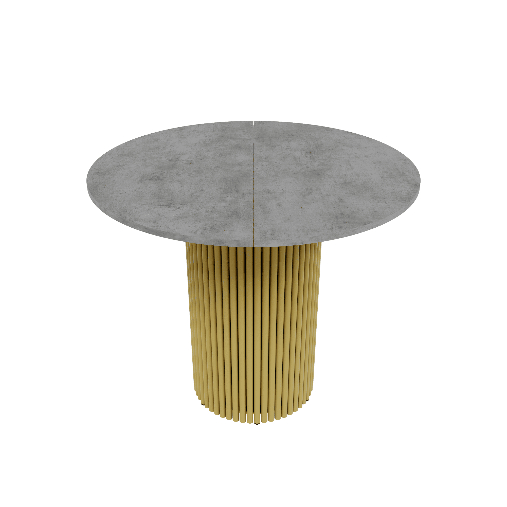 Обеденный стол TRUBIS L Max D90/120 х 90 см, бетон/золотой