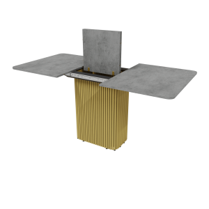 Обеденный стол TRUBIS R Max 120/160 х 80 см, бетон/золотой