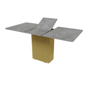 Обеденный стол TRUBIS R Max 120/160 х 80 см, бетон/золотой