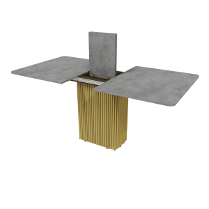 Обеденный стол TRUBIS R Max 140/170 х 90 см, бетон/золотой