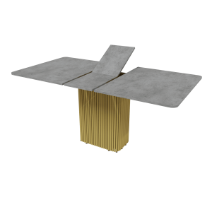 Обеденный стол TRUBIS R Max 140/170 х 90 см, бетон/золотой