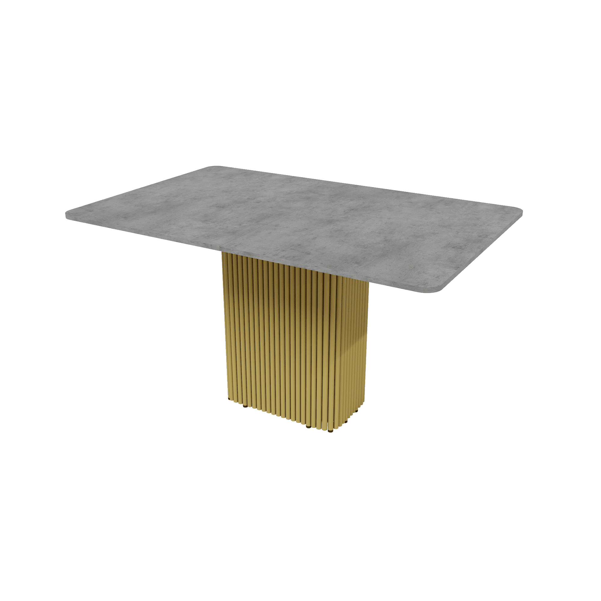 Обеденный стол TRUBIS R Max 140/170 х 90 см, бетон/золотой