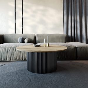 Журнальный столик TRUBIS Wood M D100 см, орех\черный