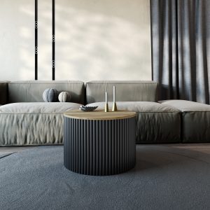 Журнальный столик TRUBIS Wood M D60 см, орех/черный