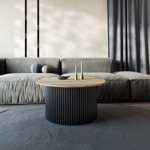 Журнальный столик TRUBIS Wood M D80 см, орех/черный