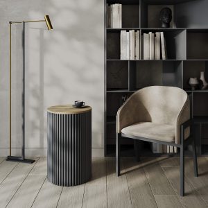 Журнальный столик TRUBIS Wood S D40 см, орех/черный