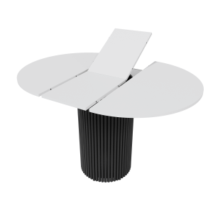 Обеденный стол TRUBIS L Max D90/120 х 90 см, белый/черный