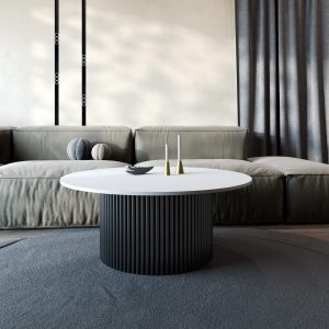 Журнальный столик TRUBIS Wood M D100 см, белый/черный