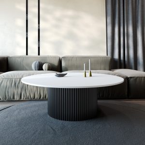 Журнальный столик TRUBIS Wood M D120 см, белый\черный