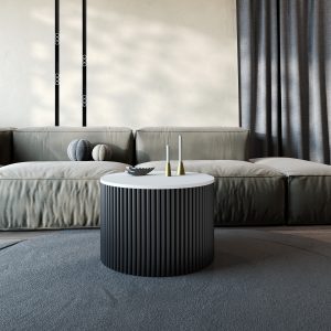 Журнальный столик TRUBIS Wood M D60 см, белый/черный