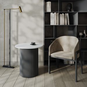 Журнальный столик TRUBIS Wood S D60 см, белый/черный