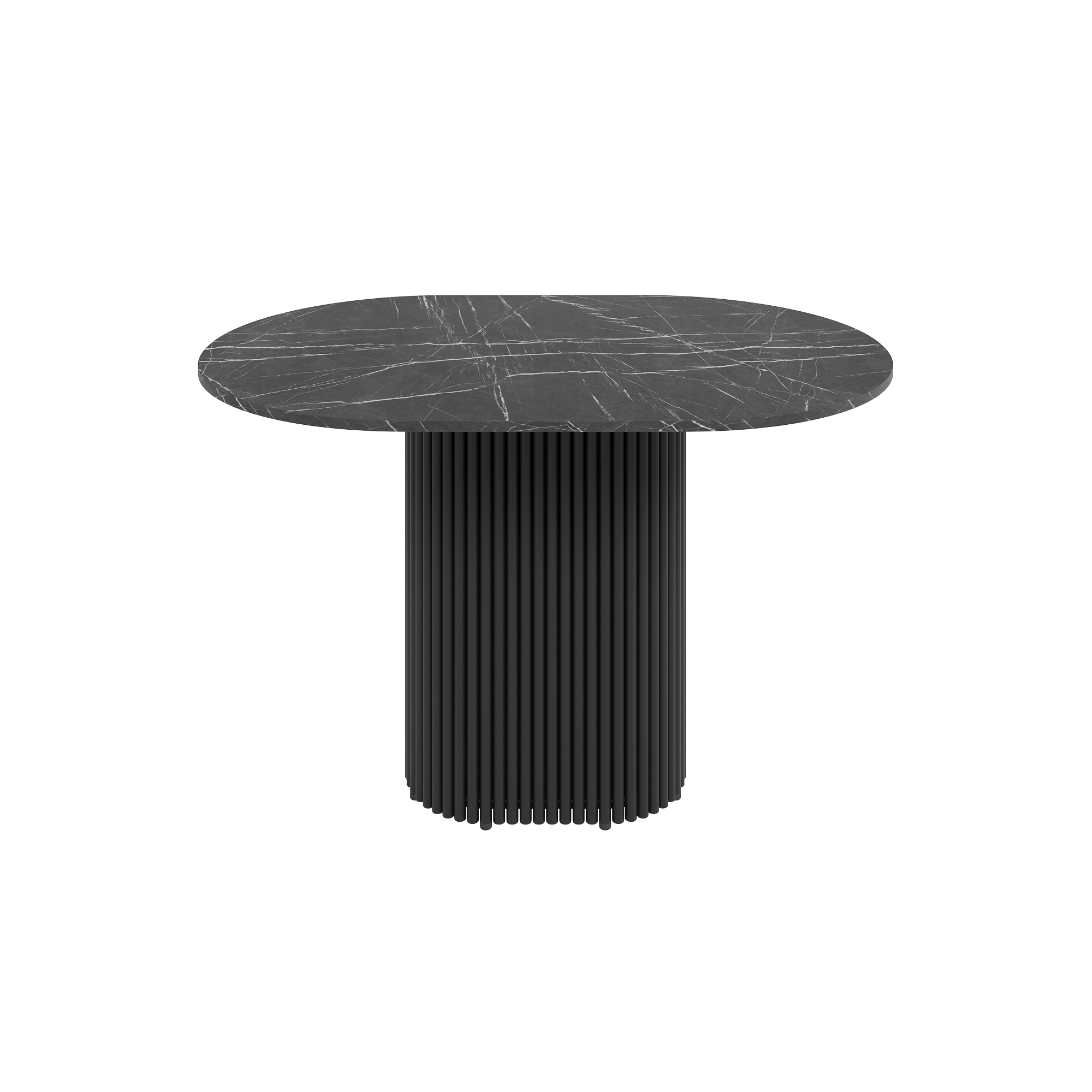 Обеденный стол TRUBIS Wood Oval 120 х 80 см, темный мрамор/черный