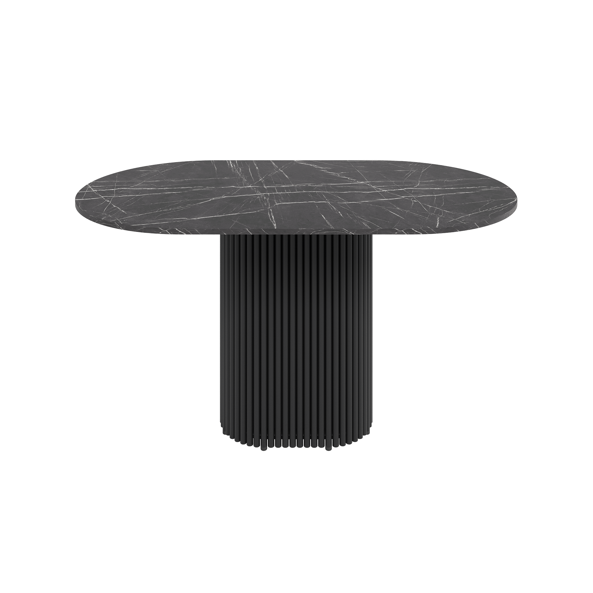 Обеденный стол TRUBIS Wood Oval 140 х 80 см, темный мрамор/черный