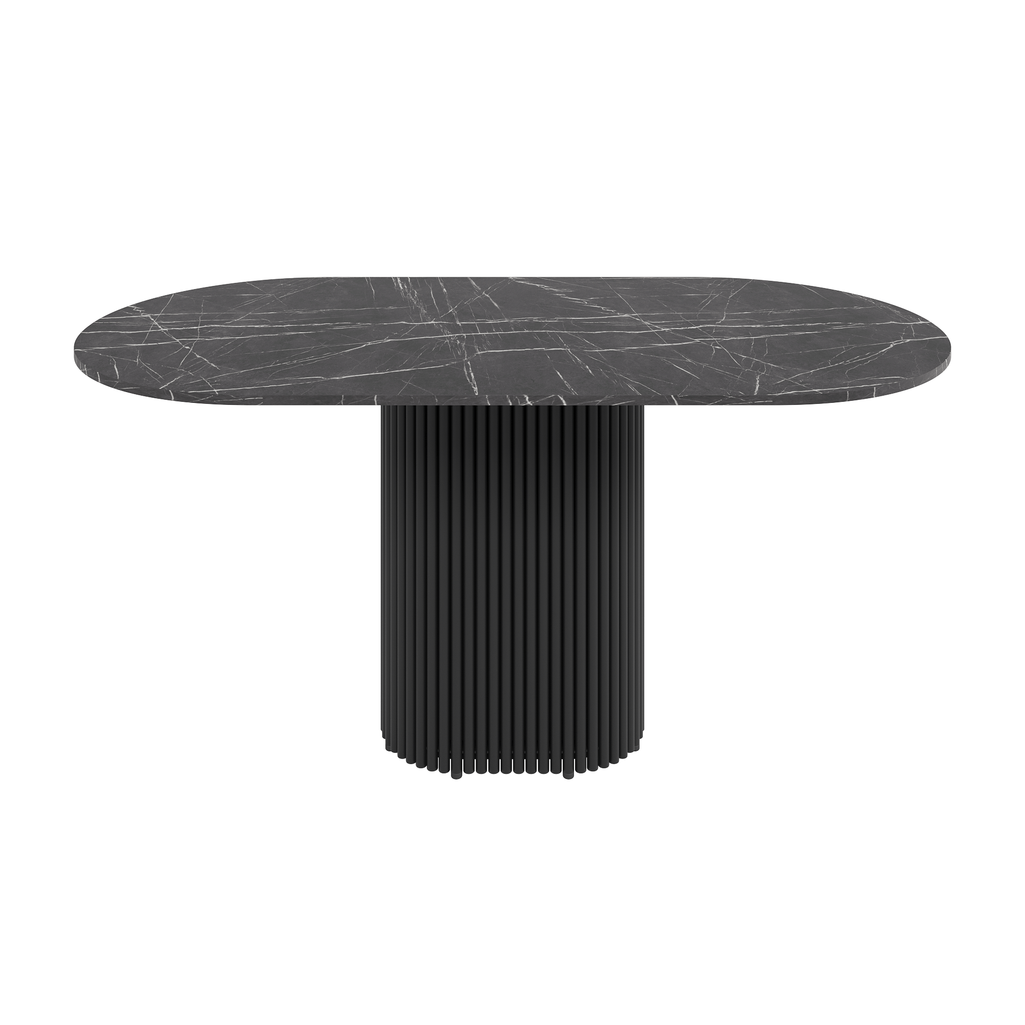 Обеденный стол TRUBIS Wood Oval 160 х 80 см, темный мрамор/черный