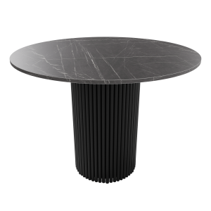 Обеденный стол TRUBIS Wood L D100 см, темный мрамор/черный