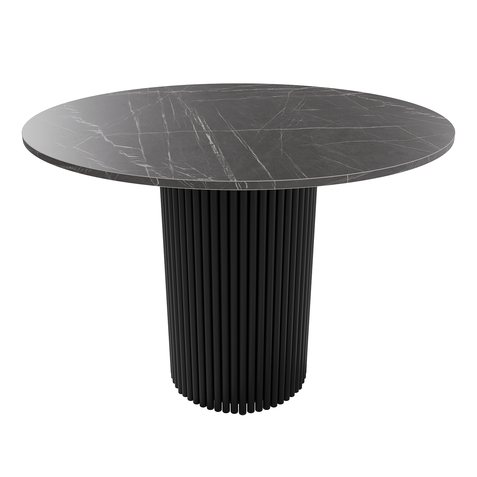 Обеденный стол TRUBIS Wood L D100 см, темный мрамор/черный