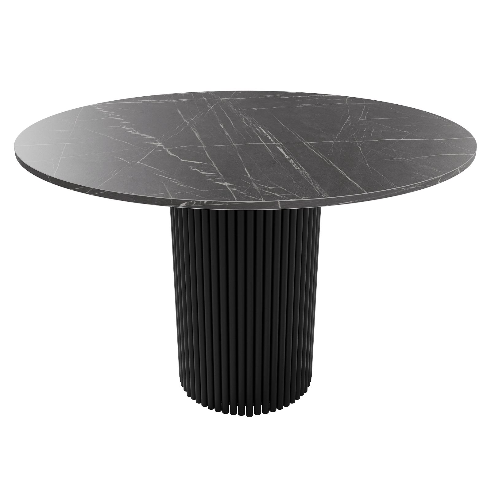 Обеденный стол TRUBIS Wood L D110 см, темный мрамор/черный
