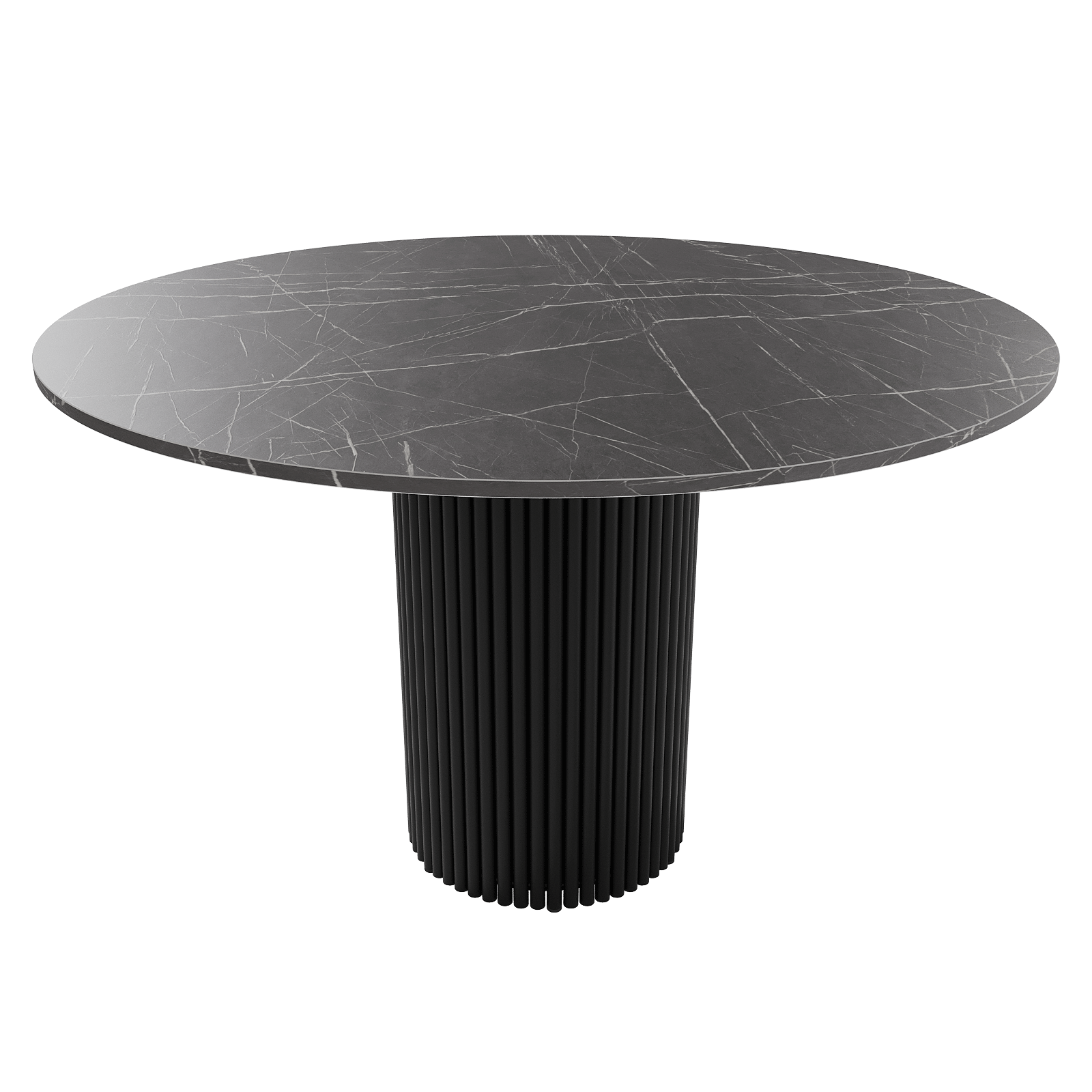 Обеденный стол TRUBIS Wood L D120 см, темный мрамор/черный
