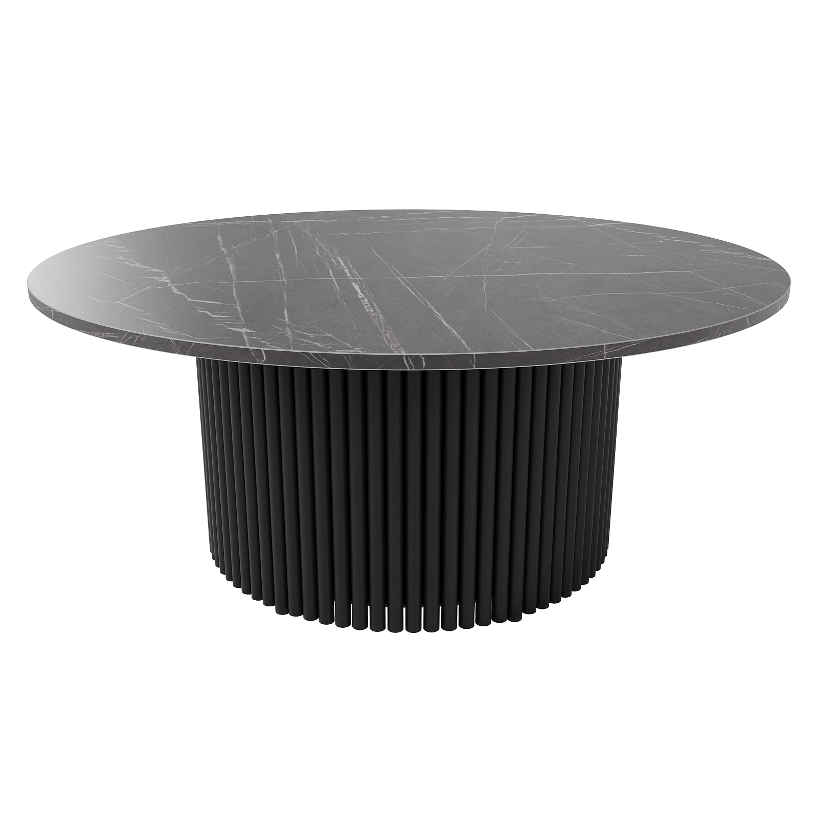 Журнальный столик TRUBIS Wood M D100 см, темный мрамор/черный