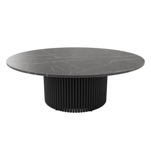 Журнальный столик TRUBIS Wood M D120 см, темный мрамор/черный