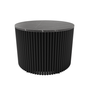 Журнальный столик TRUBIS Wood M D60 см, темный мрамор/черный