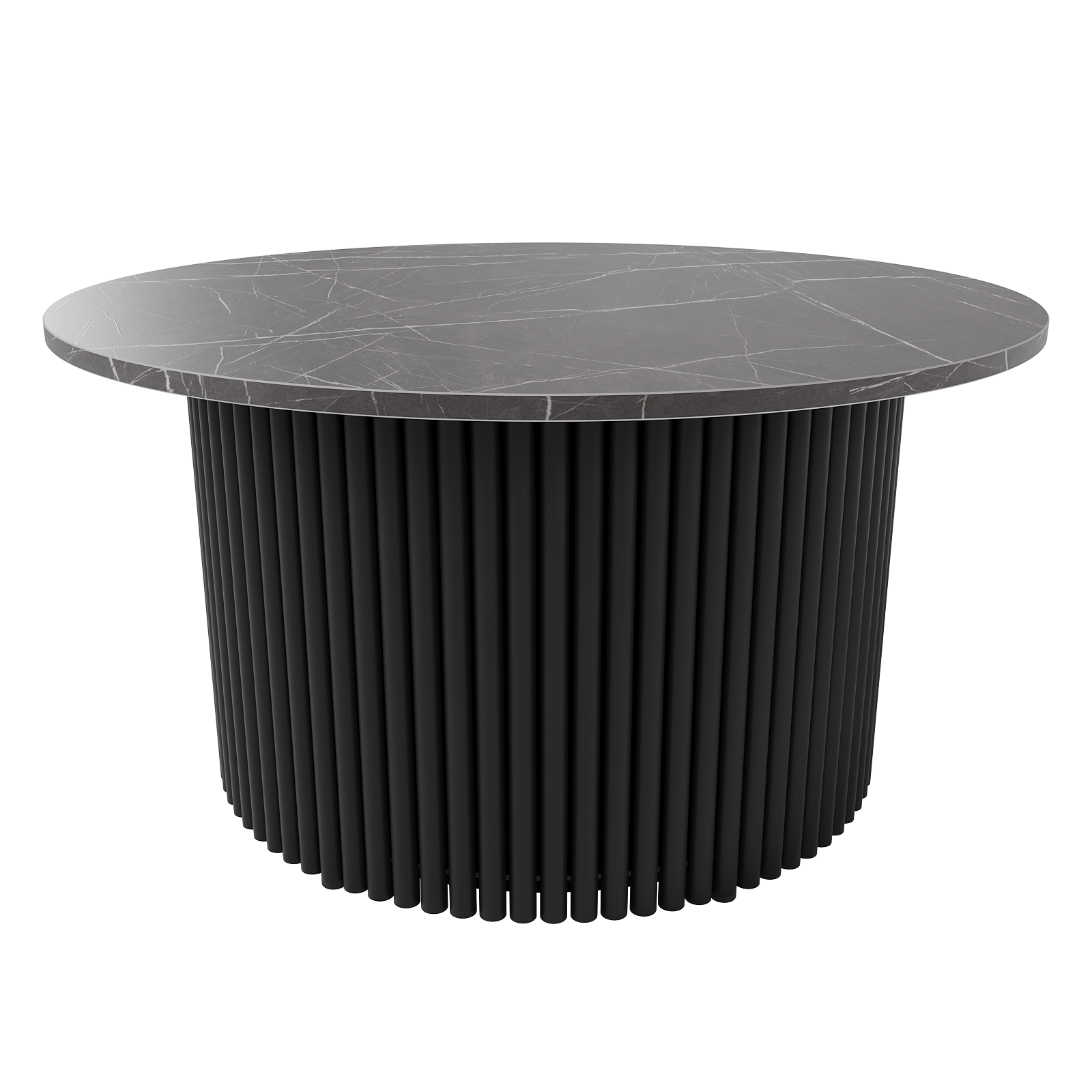 Журнальный столик TRUBIS Wood M D80 см, темный мрамор/черный