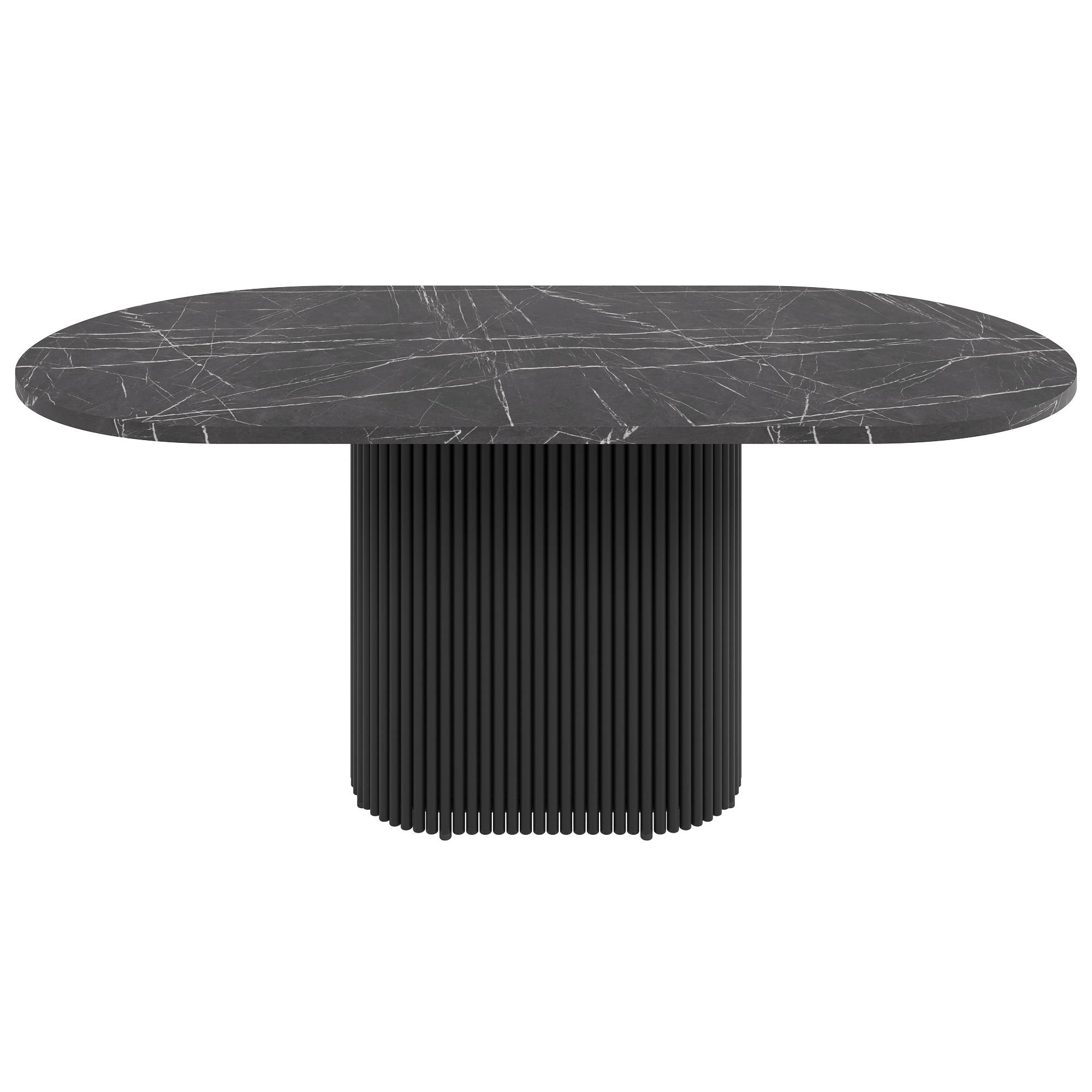 Обеденный стол TRUBIS Wood Oval 180 х 90 см, темный мрамор/черный
