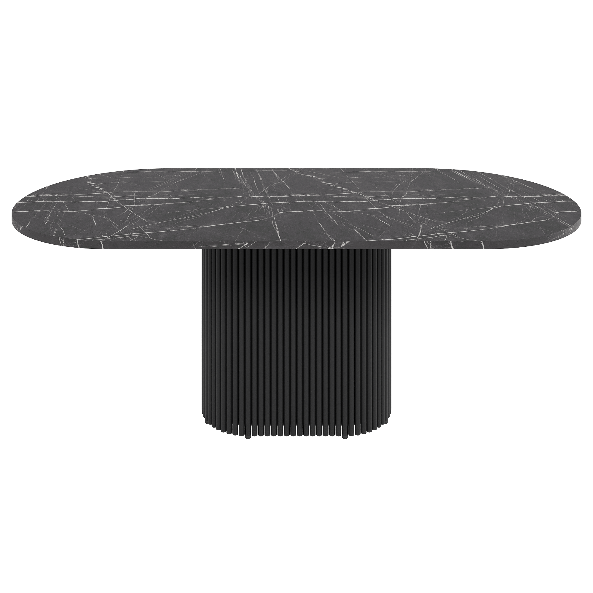 Обеденный стол TRUBIS Wood Oval 200 х 90 см, темный мрамор/черный