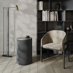 Журнальный столик TRUBIS Wood S D40 см, темный мрамор/черный