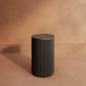 Журнальный столик TRUBIS Wood S D40 см, темный мрамор/черный