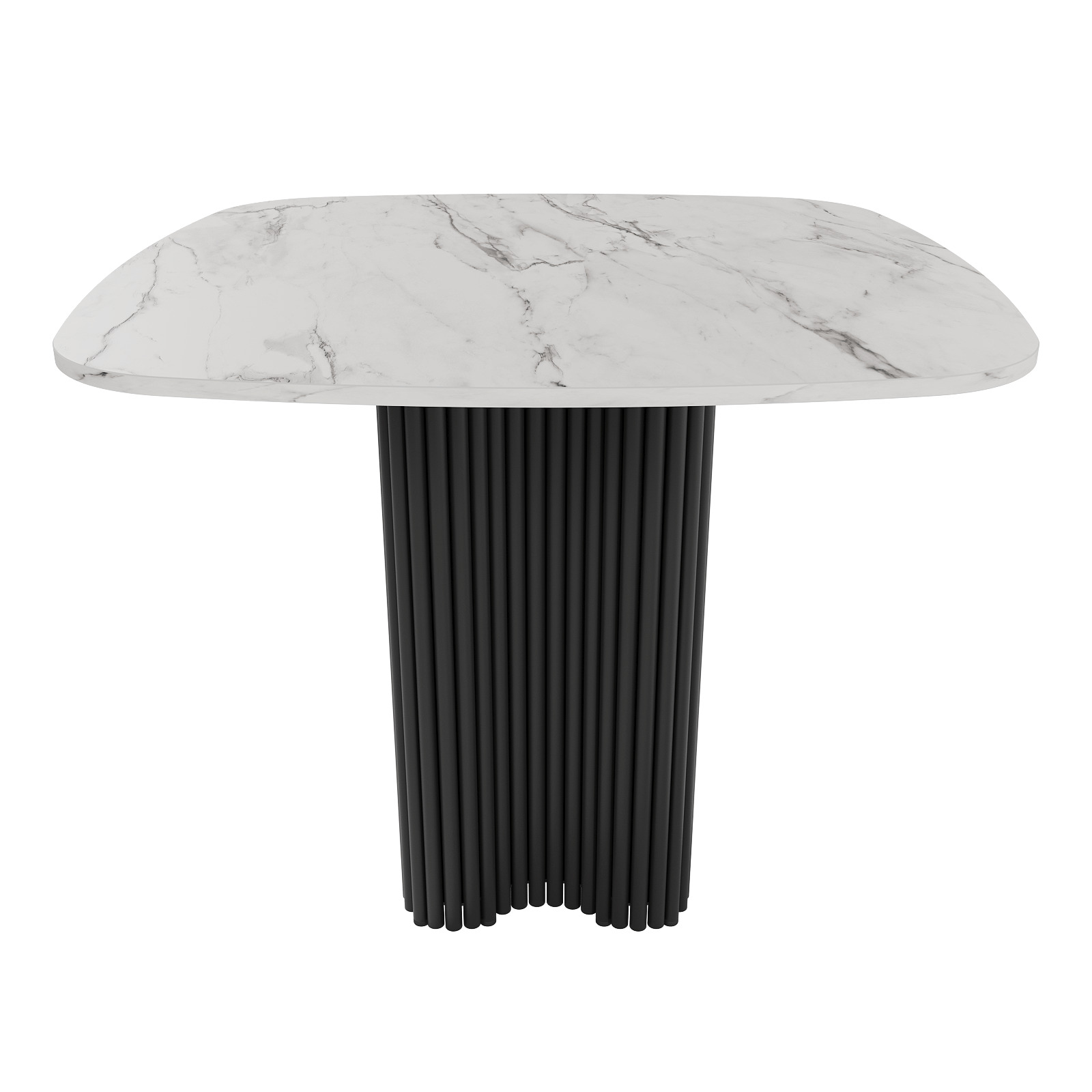 Обеденный стол TRUBIS Wood CLEVER 90 см, белый мрамор/черный