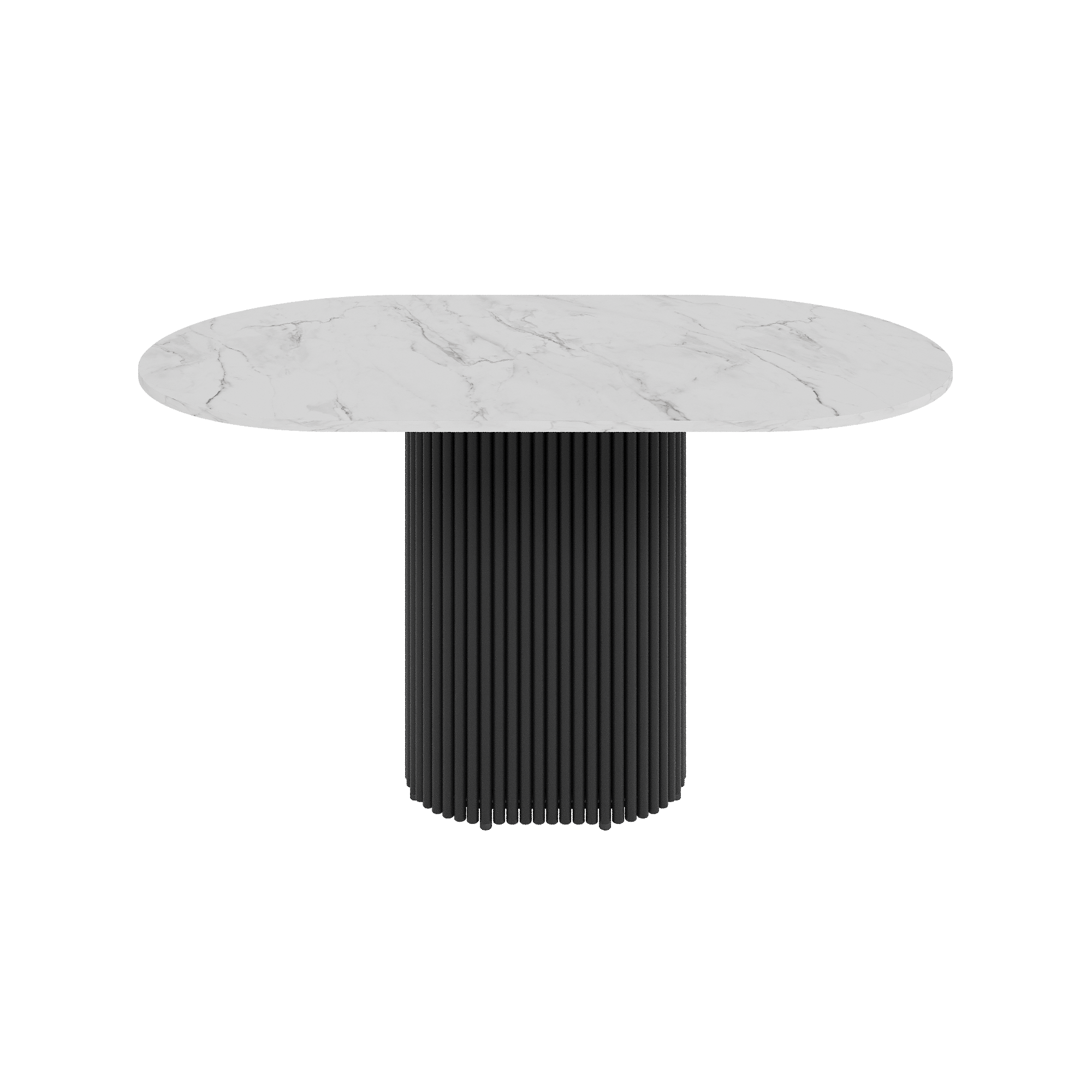 Обеденный стол TRUBIS Wood Oval 140 х 80 см, белый мрамор/черный