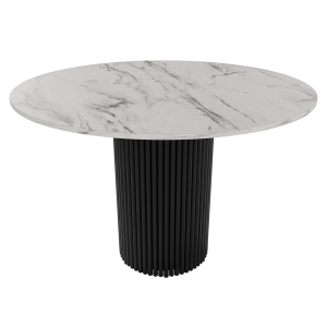Обеденный стол TRUBIS Wood L D110 см, белый мрамор/черный