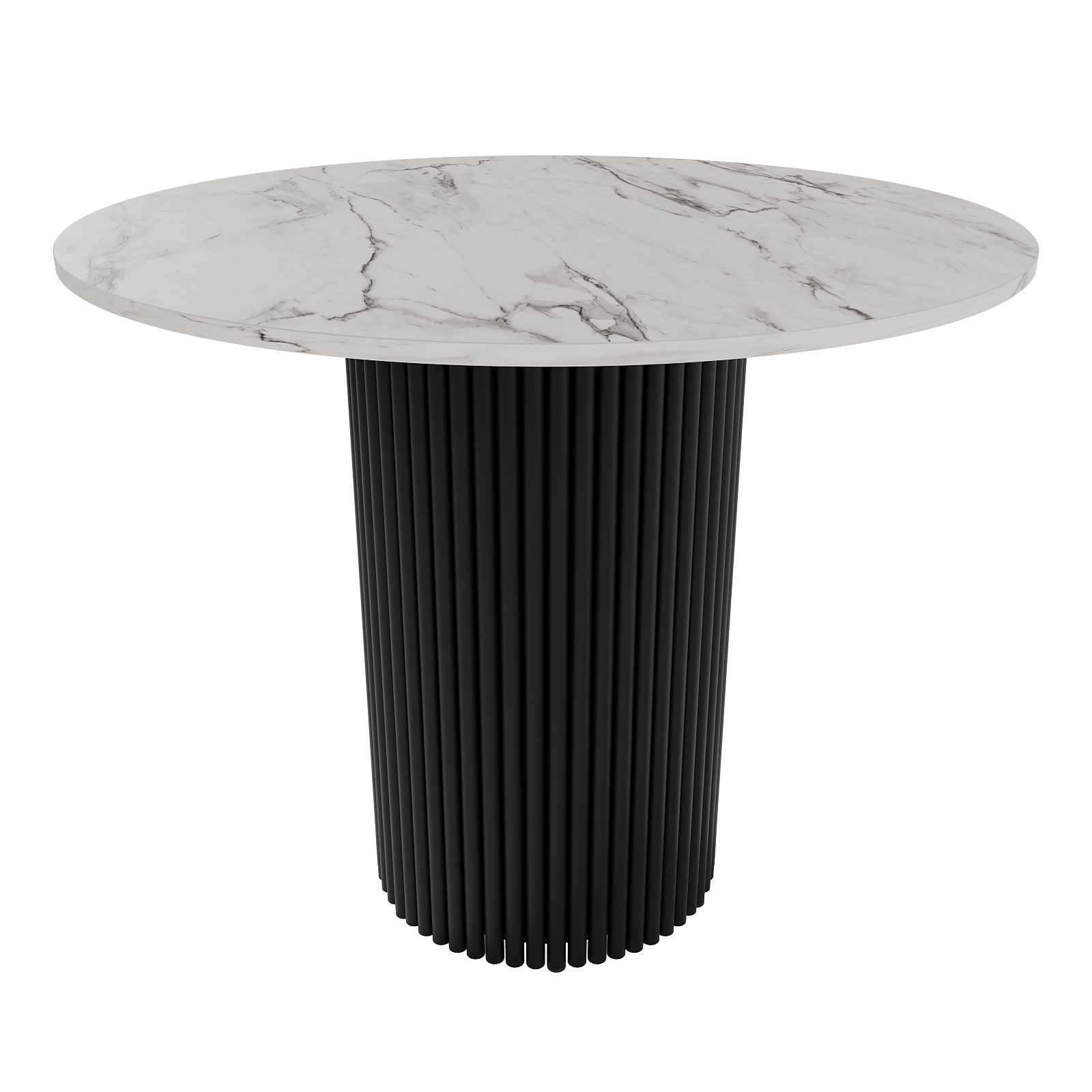 Обеденный стол TRUBIS Wood L D90 см, белый мрамор/черный