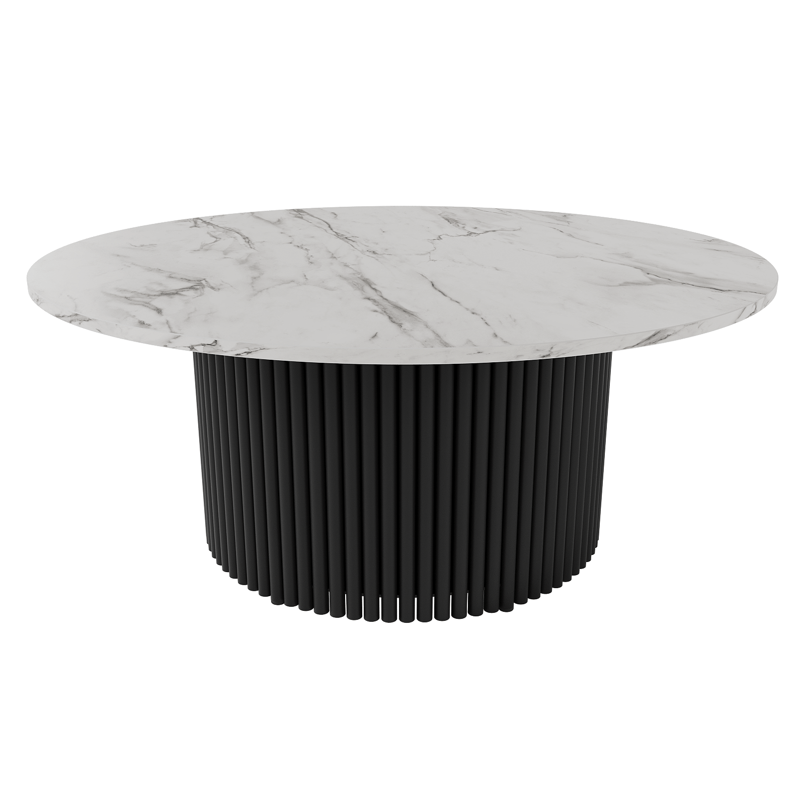 Журнальный столик TRUBIS Wood M D100 см, белый мрамор/черный