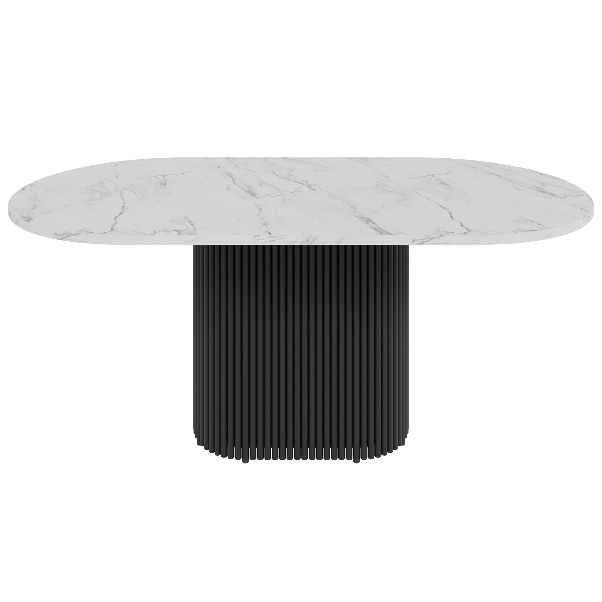 Обеденный стол TRUBIS Wood Oval 180 х 90 см, белый мрамор/черный
