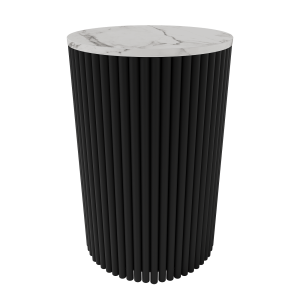 Журнальный столик TRUBIS Wood S D40 см, белый мрамор/черный