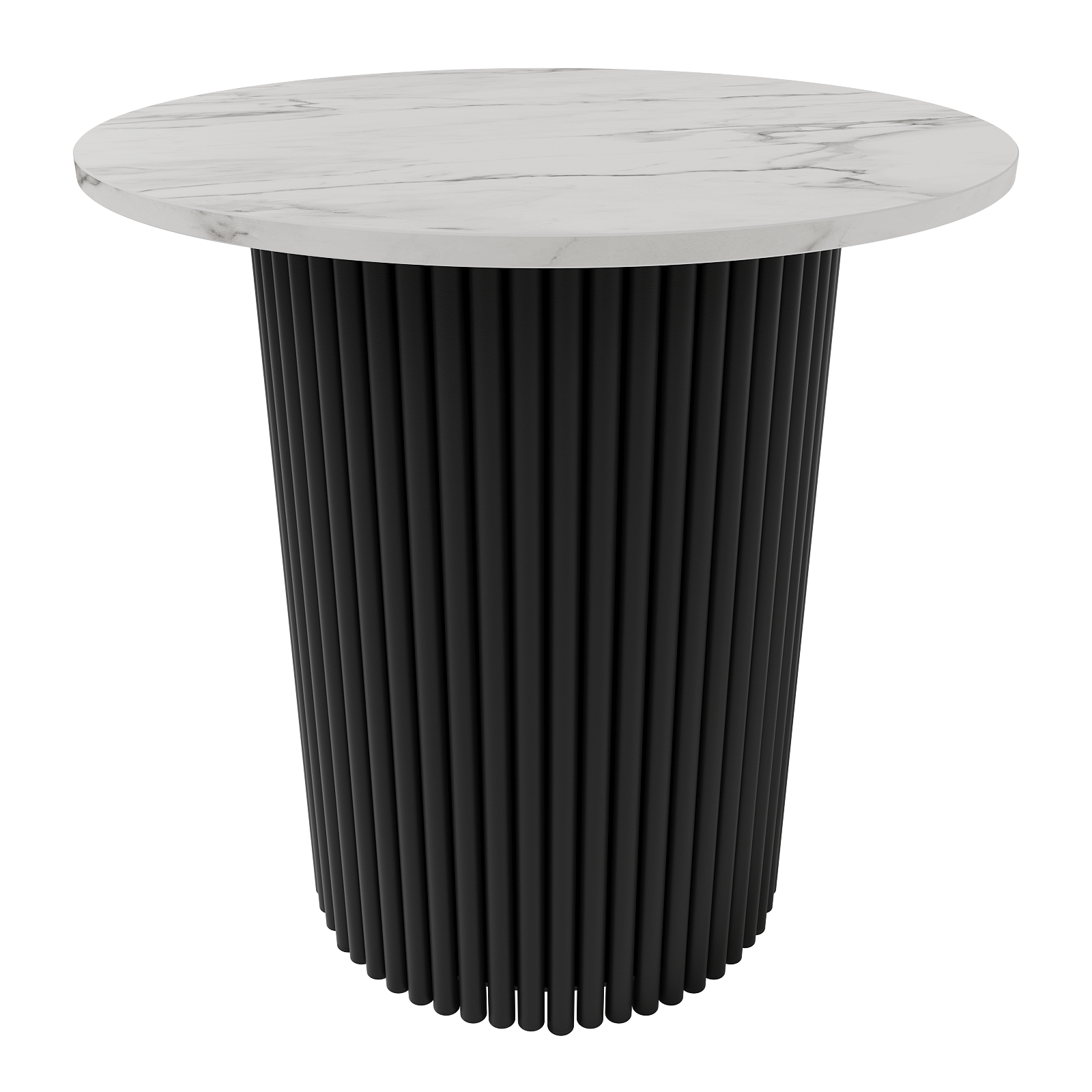 Журнальный столик TRUBIS Wood S D60 см, белый мрамор/черный