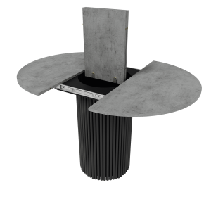 Обеденный стол TRUBIS L Max D90/120 х 90 см, бетон/черный