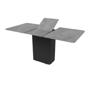 Обеденный стол TRUBIS R Max 120/160 х 80 см, бетон/черный