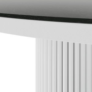 Обеденный стол TRUBIS Wood Wood + Glass L 100 темный мрамор/белый