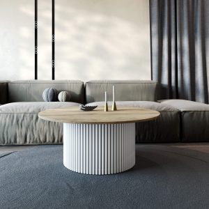 Журнальный столик TRUBIS Wood M D100 см, орех\белый