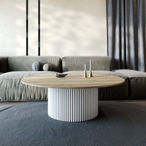 Журнальный столик TRUBIS Wood M D120 см, орех/белый