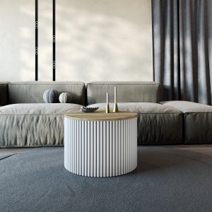 Журнальный столик TRUBIS Wood M D60 см, орех/белый