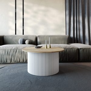 Журнальный столик TRUBIS Wood M D80 см, орех/белый