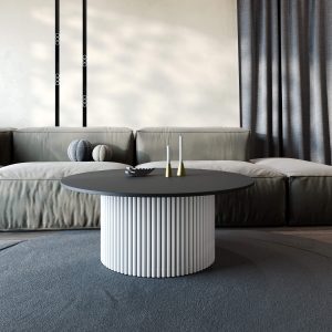 Журнальный столик TRUBIS Wood M D100 см, черный\белый